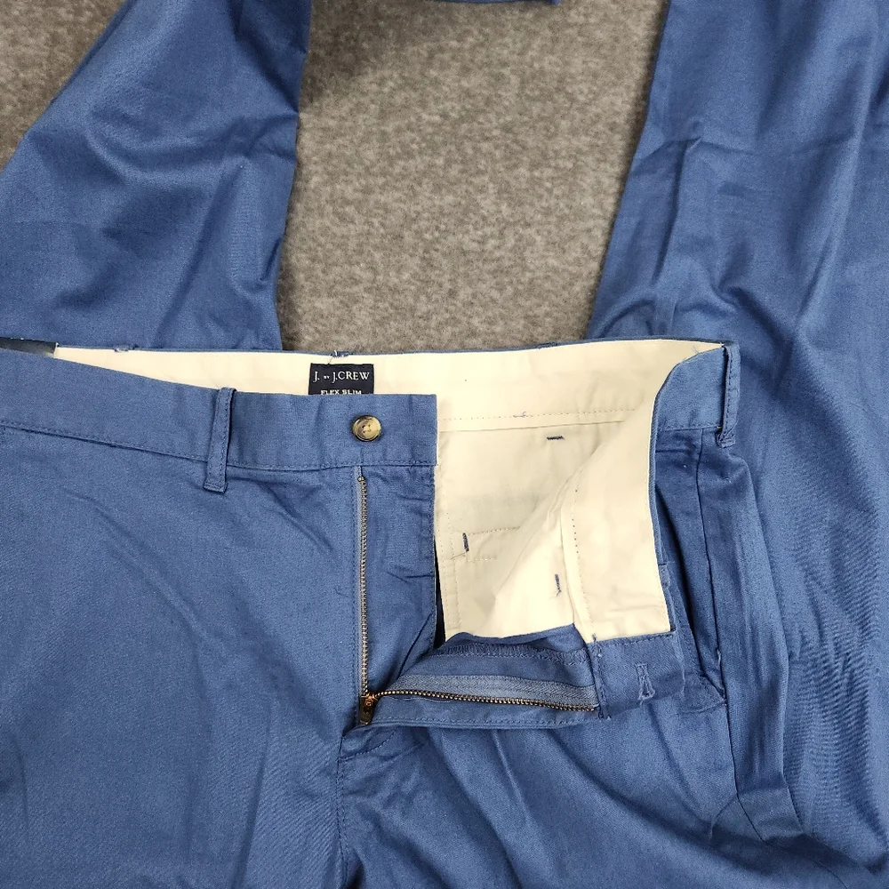 J Crew Flex Slim Pants Mens 34x34 Blue Straight Leg Stretch